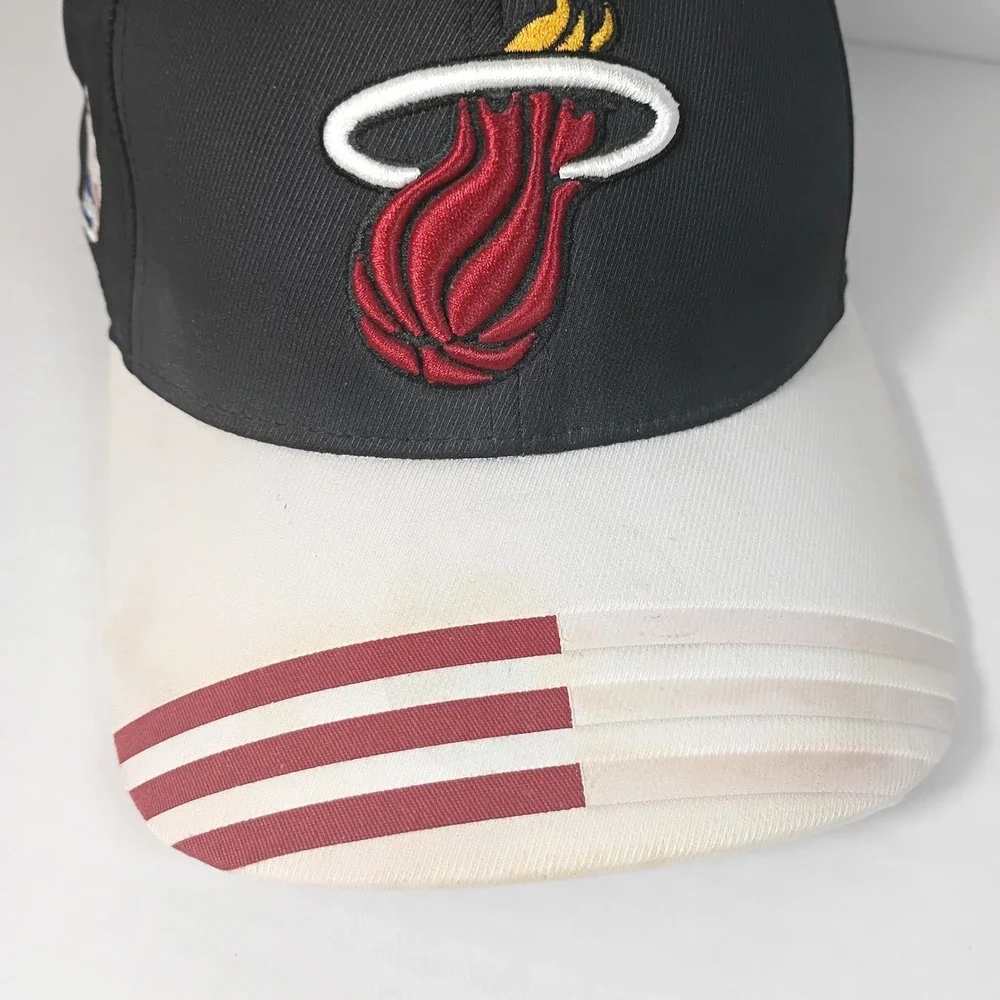 Adidas Miami Heat Hat Mens L/XL Black White Climalite NBA Basketball Fitted Cap
